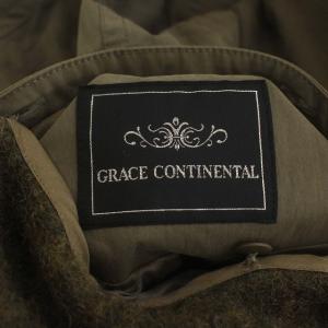 GRACE CONTINENTAL ラムファー ライナー付き ミリタリーコート モッズコート ジップアップ アウター ロング 38 カーキ ライトグレー