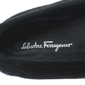 Salvatore Ferragamo シューズ ヴァラリボン エスパドリーユ スエード 6.5 24cm 黒 ブラック 青 ブルー