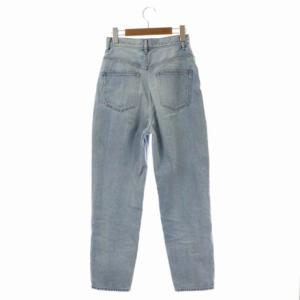 STUNNING LURE ハイライズテーパードデニムパンツ ジーンズ ダメージ加工 ジッパーフライ 25 ライトブルー