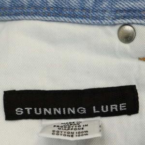 STUNNING LURE ハイライズテーパードデニムパンツ ジーンズ ダメージ加工 ジッパーフライ 25 ライトブルー