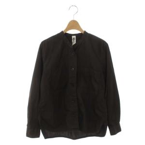 GARMENT DYE BASIC POPLIN シャツ バンドカラー 長袖 1 ダークブラウン