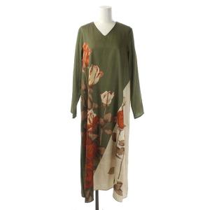 Ameri VINTAGE 3WAY ALYSSA SMOCK DRESS スモックドレス ワンピース レイヤード 2点セット フラワープリント Vネック