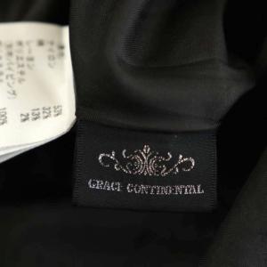 GRACE CONTINENTAL 配色レース フレアワンピース ロング ノースリーブ 花柄 36 紺 黒 ネイビー ブラック
