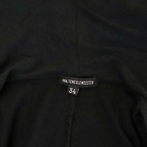 ANN DEMEULEMEESTER フード付きウエストマークカットソー 長袖 リボン 34 黒 ブラック