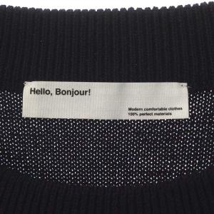 L'Appartement Hello Bonjour ニット セーター 長袖 クルーネック プルオーバー ウール混 F 紺 ネイビー