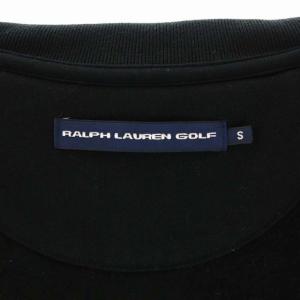 RALPH LAUREN GOLF ロゴ刺繍 裏起毛パーカー ジップアップ 長袖 ライン S 黒 ブラック