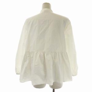 UNITED ARROWS パールボタンシャツ 長袖 バンドカラー ペプラム 36 白 ホワイト