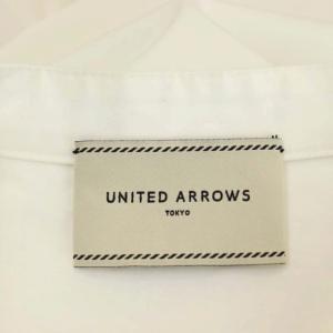 UNITED ARROWS パールボタンシャツ 長袖 バンドカラー ペプラム 36 白 ホワイト