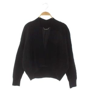 20AW ファーライクカーディガン ニット 長袖 ショート アルパカ混 ウール混 F 黒 ブラック