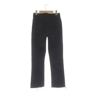 MOTHER INSIDER CROP STEP FRAY クロップドフレアスキニー パンツ デニム ストレッチ カットオフ 26 黒 ブラック