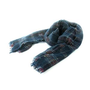 ストール チェック柄 紺 ネイビー