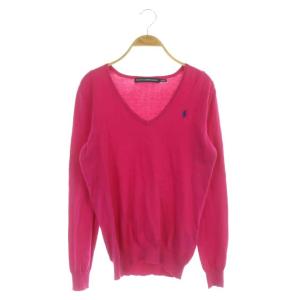 SPORT ニット カットソー プルオーバー 長袖 Vネック M ピンク