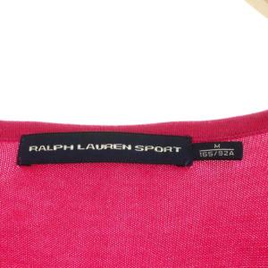 RALPH LAUREN SPORT ニット カットソー プルオーバー 長袖 Vネック M ピンク