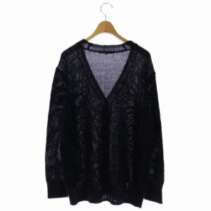 23区 vingt-trois 洗える Biagioli リネンリリーカーディガン ニット 長袖 Vネック 38 紺 ネイビー
