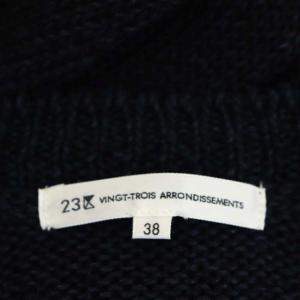 23区 vingt-trois 洗える Biagioli リネンリリーカーディガン ニット 長袖 Vネック 38 紺 ネイビー