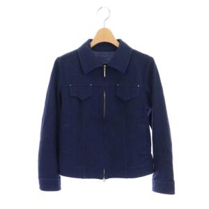 ロロピアーナ ジャケット ステンカラー ウール混 7 紺 ネイビー