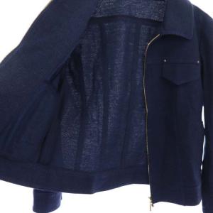 Leilian ロロピアーナ ジャケット ステンカラー ウール混 7 紺 ネイビー
