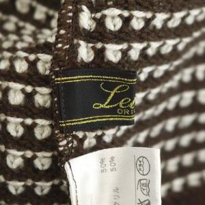 Leilian ニット カーディガン 長袖 ウール 9 茶 白 ブラウン ホワイト