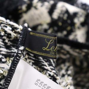 Leilian ツイードカーディガン チェック 前開き 9 黒 ブラック アイボリー