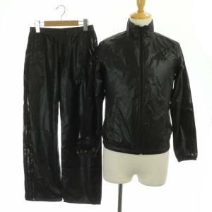 PROOF ジャージ セットアップ 上下 トラックジャケット ジップアップ ストレートパンツ イージー 3本ライン S 黒