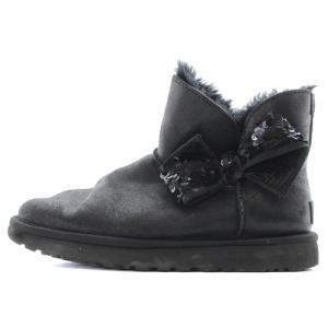 UGG australia ミニ シークイン ボウ MINI SEQUIN BOW ブーツ ショート ムートン 25cm 黒 ブラック 1096012