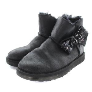 UGG australia ミニ シークイン ボウ MINI SEQUIN BOW ブーツ ショート ムートン 25cm 黒 ブラック 1096012
