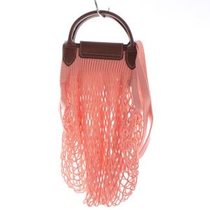 Longchamp LE PLIAGE FILET クロスボディ ミニバッグ ハンドバッグ 2way ロゴ メッシュ ピンク 茶色 ブラウン