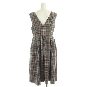 Chesty 22AW 刺繍ジャンパースカート チェック ノースリーブ ロング 0 グレー ピンク 黒 ブラック