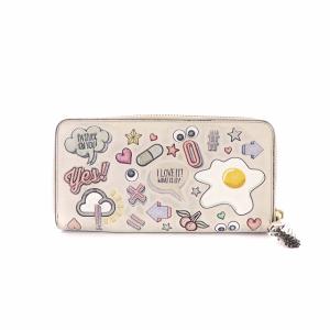 ANYA HINDMARCH オール オーバー スティッカーズ All Over Stickers 長財布 ラウンドファスナー レザー 白 オフホワイト