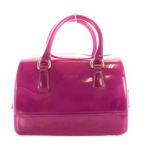 FURLA キャンディ ボストンバッグ ミニ ショルダーバッグ 2way ラバー 紫 パープル