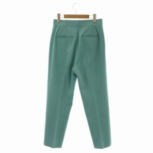 ANAYI 21SS ダブルクロスパンツ テーパード センタープレス ジッパーフライ 裾スリット 38 ミントグリーン