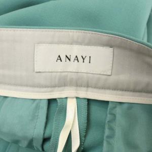 ANAYI 21SS ダブルクロスパンツ テーパード センタープレス ジッパーフライ 裾スリット 38 ミントグリーン