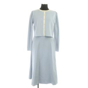 BI COLOR CARDIGAN&KNIT DRESS 2点セット バイカラー カーディガン 長袖 前開き ワンピース ノースリーブ