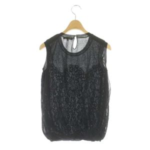 EPOCA ノースリーブ レースブラウス プルオーバー ニット 40 黒 紺 ブラック ネイビー