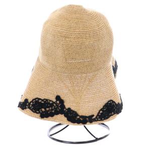 EPOCA ペーパーハット 帽子 刺繍 57cm 茶 ブラウン