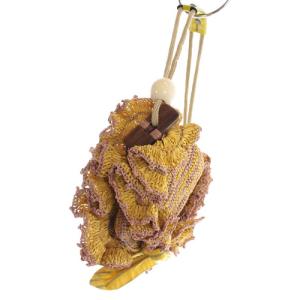 JAMIN PUECH MALAO ハーフショルダーバッグ フリル ボーダー 黄色 イエロー べージュ