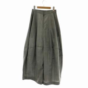 ENFOLD 21AW Deformation TROUSERS ワイドパンツ コクーン グレンチェック 36 黒 白 ブラック ホワイト