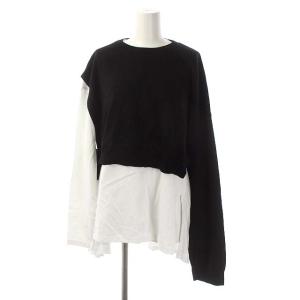21AW NATURAL レイヤードPO プルオーバー カットソー 長袖 ニット セーター アシンメトリー クルーネック 38