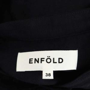 ENFOLD 22SS リネンライク 2WAY OPEN SHIRT シャツ チュニック 七分袖 比翼仕立て バンドカラー 38 紺 ネイビー