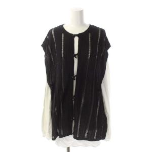 22SS 3WAY WOOD BUTTON KNIT 2点セット ニット ベスト カットソー チュニック 長袖 スカラップ