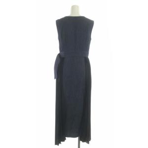 Diagram GRACE CONTINENTAL デニムサイドプリーツワンピース ラップワンピース カシュクール フレア ロング アシンメトリー ノースリーブ 36 インディゴ