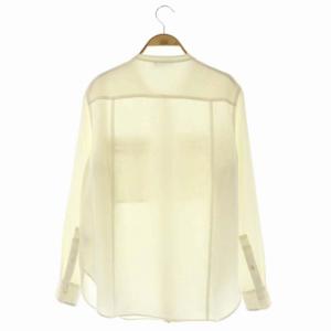 Theory 22SS Prime GGT UTL Shirt B 長袖シャツ ブラウス ノーカラー 比翼仕立て 2 アイボリー