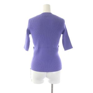 ADORE 21SS コットンダルリブニット カットソー スタンドネック 五分袖 プルオーバー 38 紫 パープル