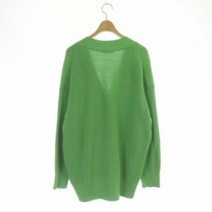 BEAUTY&YOUTH UNITED ARROWS 22SS 畦ニット カーディガン オーバーVネック 長袖 黄緑 イエローグリーン