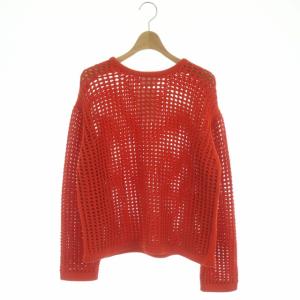 22SS C/N CORD メッシュ ニット セーター クルーネック 長袖 プルオーバー F オレンジ