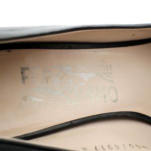 Salvatore Ferragamo パンプス ヴァラ オープントゥ レザー 5 22.5cm 黒 ブラック