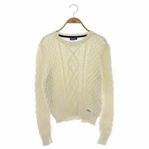 コットン ケーブルニット セーター プルオーバー 長袖 38 白 ホワイト