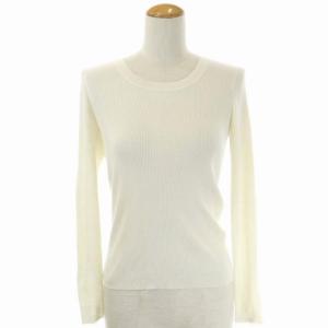 UNITED ARROWS 22AW シルクリブ Uネック ニット セーター 長袖 薄手 F 白 ホワイト