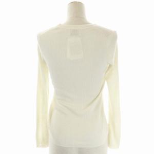 UNITED ARROWS 22AW シルクリブ Uネック ニット セーター 長袖 薄手 F 白 ホワイト