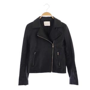 ライダースジャケット ラムレザー アウター ジップアップ 36 黒 ブラック